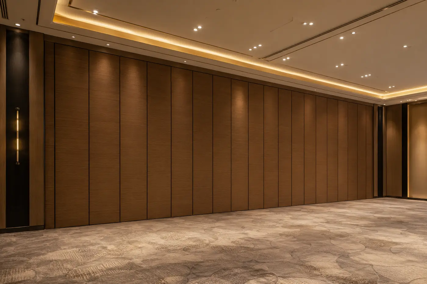 Timber acoustic operable wall application in a ballroom